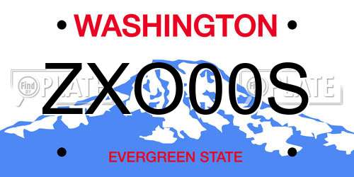 ZXO00S Washington License Plate