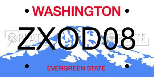 ZXOD08 Washington License Plate