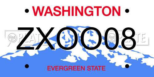 ZXOO08 Washington License Plate