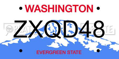 ZXQD48 Washington License Plate