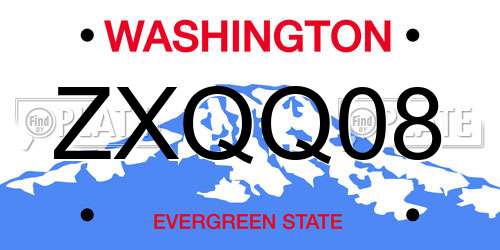 ZXQQ08 Washington License Plate