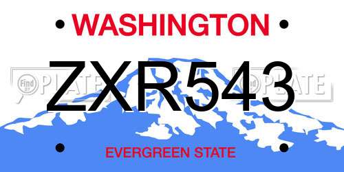 ZXR543 Washington License Plate