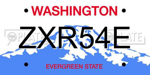 ZXR54E Washington License Plate