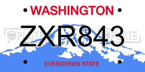 ZXR843 Washington License Plate