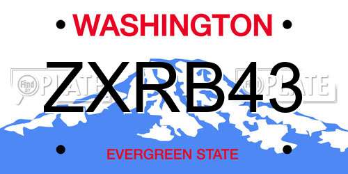 ZXRB43 Washington License Plate
