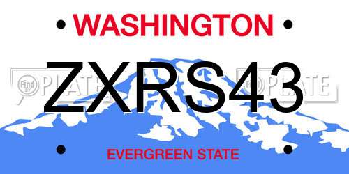ZXRS43 Washington License Plate