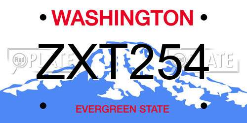 ZXT254 Washington License Plate