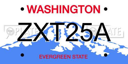 ZXT25A Washington License Plate