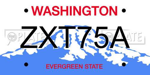 ZXT75A Washington License Plate