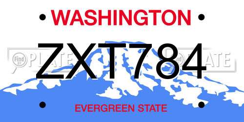 ZXT784 Washington License Plate