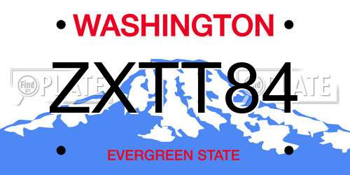 ZXTT84 Washington License Plate
