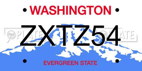 ZXTZ54 Washington License Plate