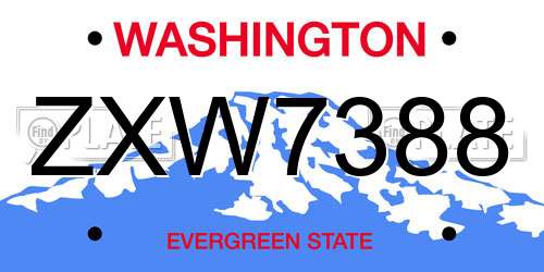 ZXW7388 Washington License Plate