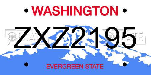 ZXZ2195 Washington License Plate