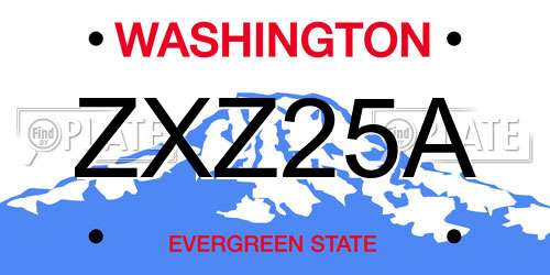 ZXZ25A Washington License Plate