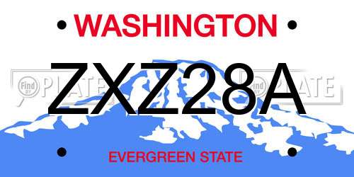 ZXZ28A Washington License Plate