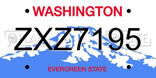 ZXZ7195 Washington License Plate