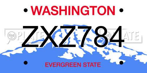 ZXZ784 Washington License Plate
