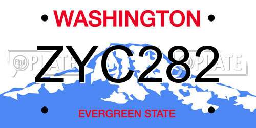 ZYC282 Washington License Plate