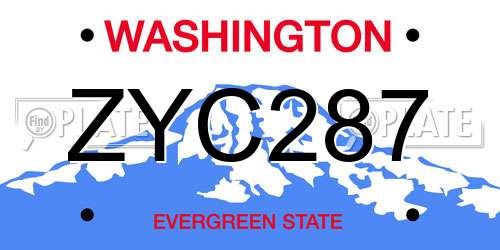 ZYC287 Washington License Plate