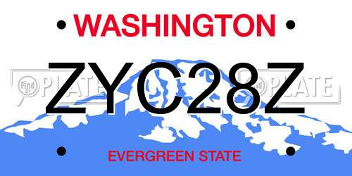 ZYC28Z Washington License Plate