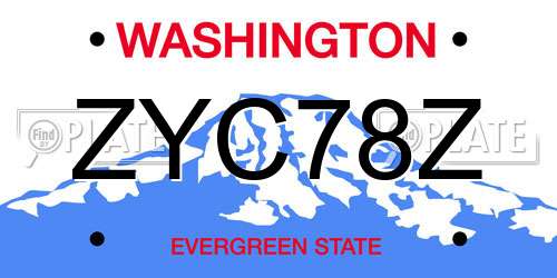 ZYC78Z Washington License Plate
