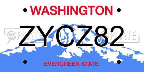 ZYCZ82 Washington License Plate