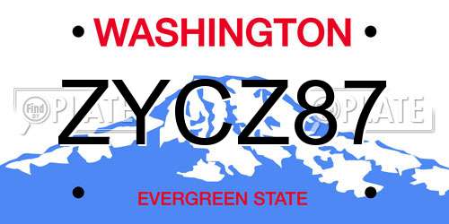 ZYCZ87 Washington License Plate