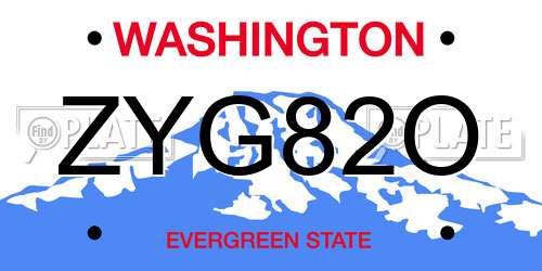 ZYG82O Washington License Plate