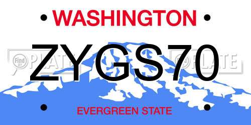 ZYGS70 Washington License Plate