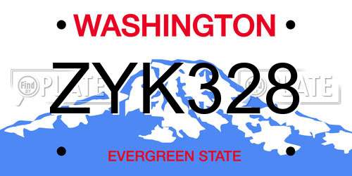 ZYK328 Washington License Plate