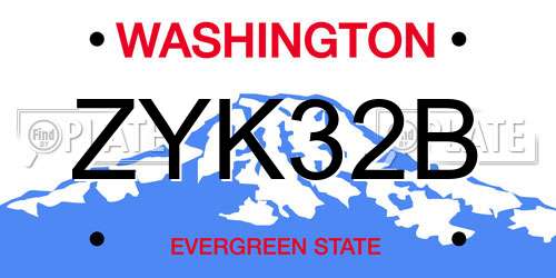 ZYK32B Washington License Plate