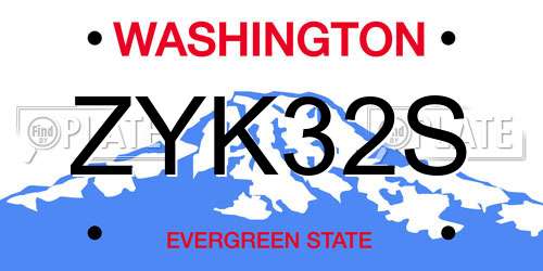 ZYK32S Washington License Plate