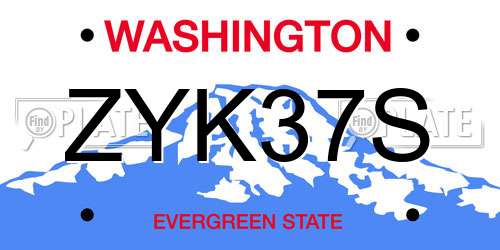 ZYK37S Washington License Plate