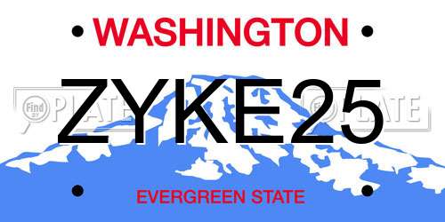 ZYKE25 Washington License Plate