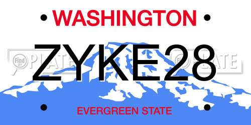 ZYKE28 Washington License Plate