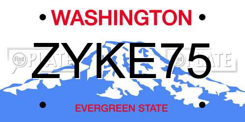 ZYKE75 Washington License Plate