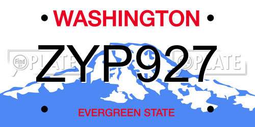 ZYP927 Washington License Plate