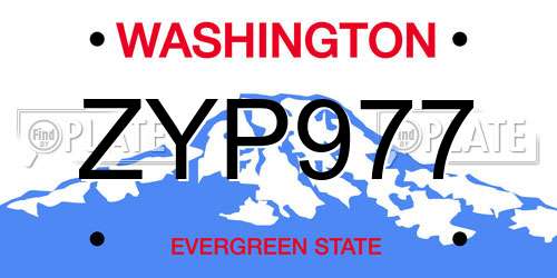 ZYP977 Washington License Plate