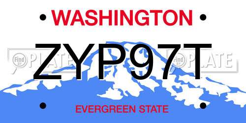 ZYP97T Washington License Plate