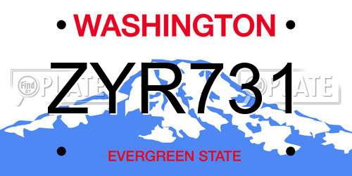 ZYR731 Washington License Plate