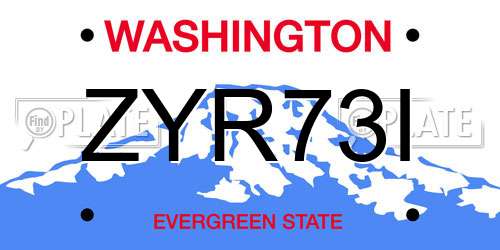 ZYR73I Washington License Plate