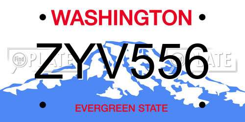 ZYV556 Washington License Plate