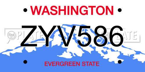 ZYV586 Washington License Plate