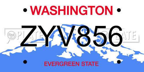 ZYV856 Washington License Plate