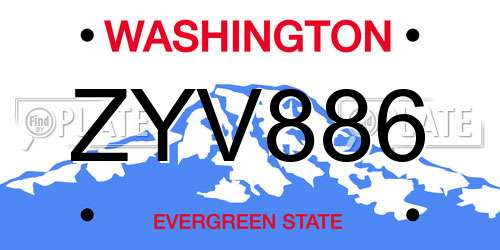 ZYV886 Washington License Plate