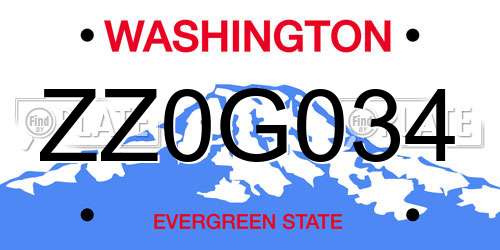 ZZ0G034 Washington License Plate