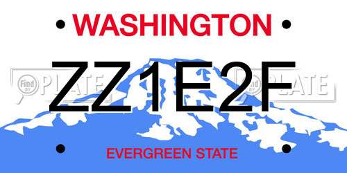 ZZ1E2F Washington License Plate