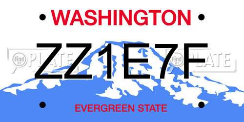 ZZ1E7F Washington License Plate