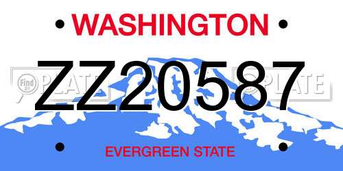 ZZ20587 Washington License Plate